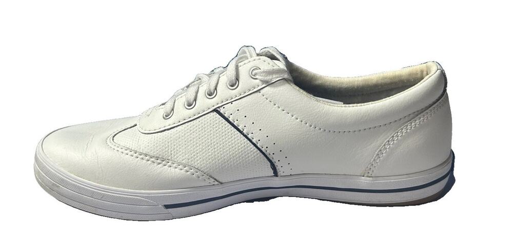 Keds Courty Core Women 9.5 White Leather Navy Low Top Sneakers WH60071